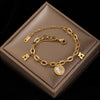 316L Stainless Steel Roman Number Zircon Bracelet For Women Girls Charm Gold Color Beads Bracelets Party FashionJewelry Gifts