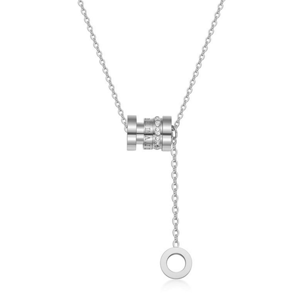316L Stainless Steel Roman Numeral Pendant Necklace Fast Color Titanium Steel Transit Light  Necklace