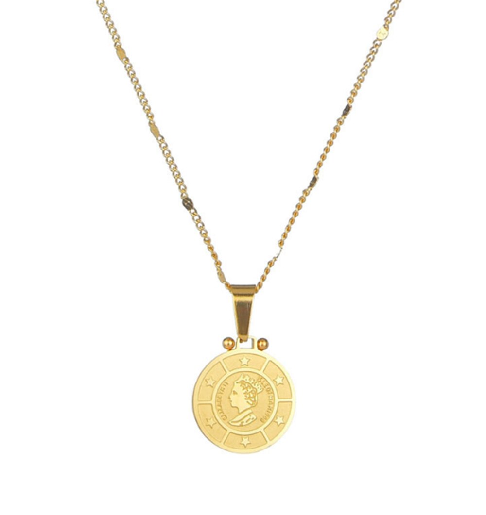 316L Stainless Steel Simple Style Five-pointed Star Round Brand Necklace  Jungfrau Maria Joyeria