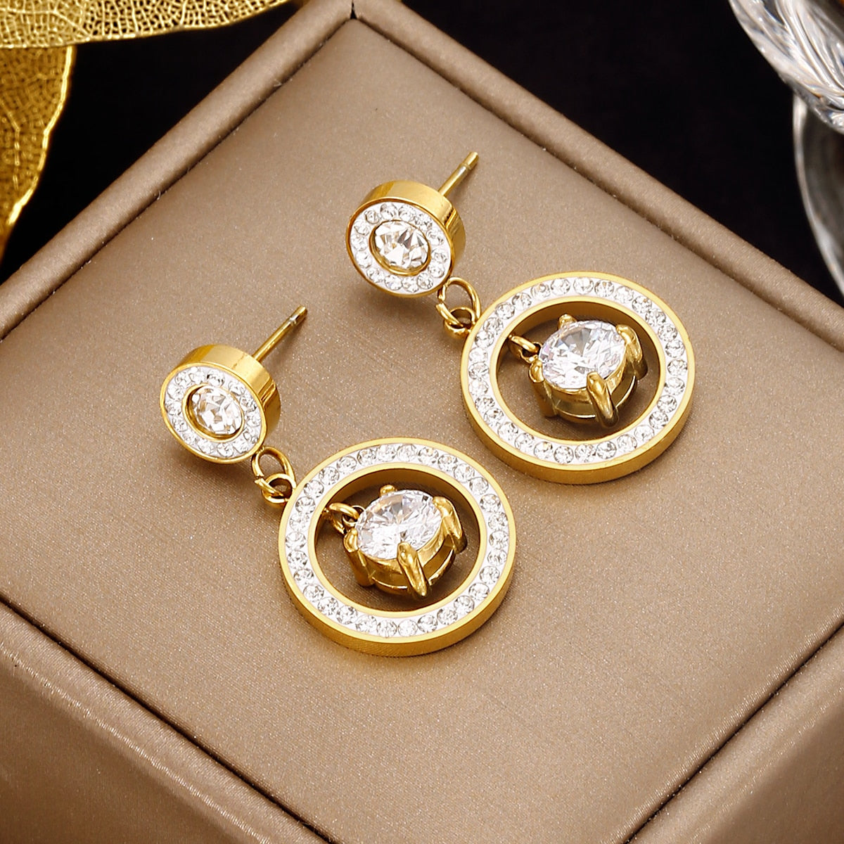 316L Stainless Steel  White Zircon Drop Round Earrings For Women  Ear Jewelry Birthday Gifts Серьги  Girls