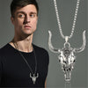 316L Stainless Steel Wild Bull Head Skull Cool Street Western Bull Bone Punk Pendant Men's Titanium Steel Necklace No Fade