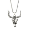 316L Stainless Steel Wild Bull Head Skull Cool Street Western Bull Bone Punk Pendant Men's Titanium Steel Necklace No Fade