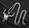 316L Stainless Steel Wild Bull Head Skull Cool Street Western Bull Bone Punk Pendant Men's Titanium Steel Necklace No Fade