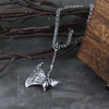 316L Stainless steel Celtic knot axe pendant necklace viking scandinavian norse man punk rock Vintage jewelry with wooden box