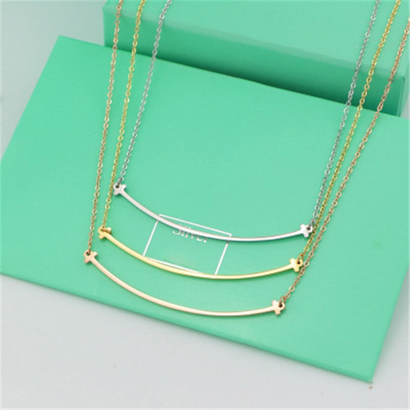 316L stainless steel Smile clavicle chain Necklace charm style Choker Necklace for women Simple Tiff Design Elegant Fine jewelry