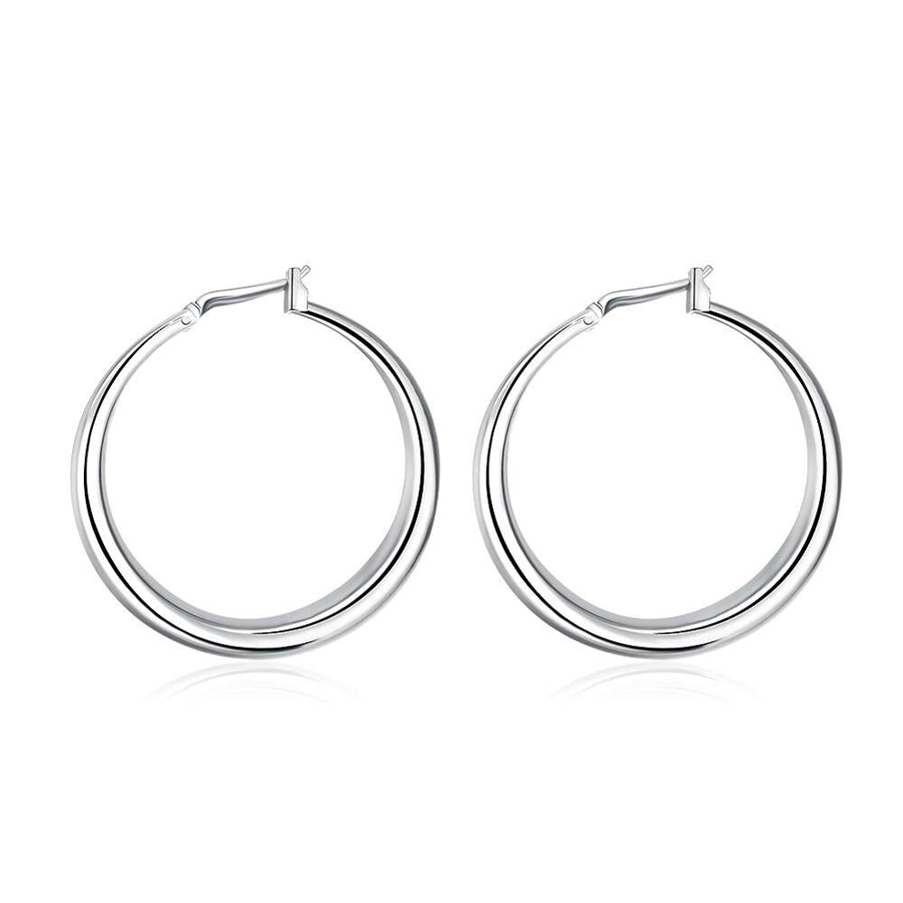 33mm Big Circle Round Hoop Earring For Women 925 Stamp Silver Color Unusual Earrings 2022 Trend Christmas Christmas Jewelry