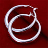 34MM smooth Round Circle Hoop earrings for women 925 Stamp Silver Color party  jewelry 2022 Christmas