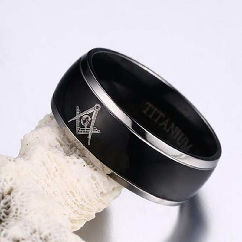 36L Stainles Steel AG Masonic Pattern Ring Men's Ring Metal Religious Amulet Ring Accessories Party Jewelry Size7-12