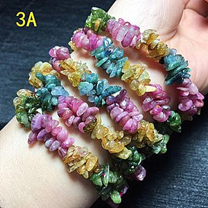 3A-5A Natural Tourmaline Bracelet Femme Rubellite Beads Bracelet Women Bohemian Natural Stone Crystal Bracelet Pierre Naturelle