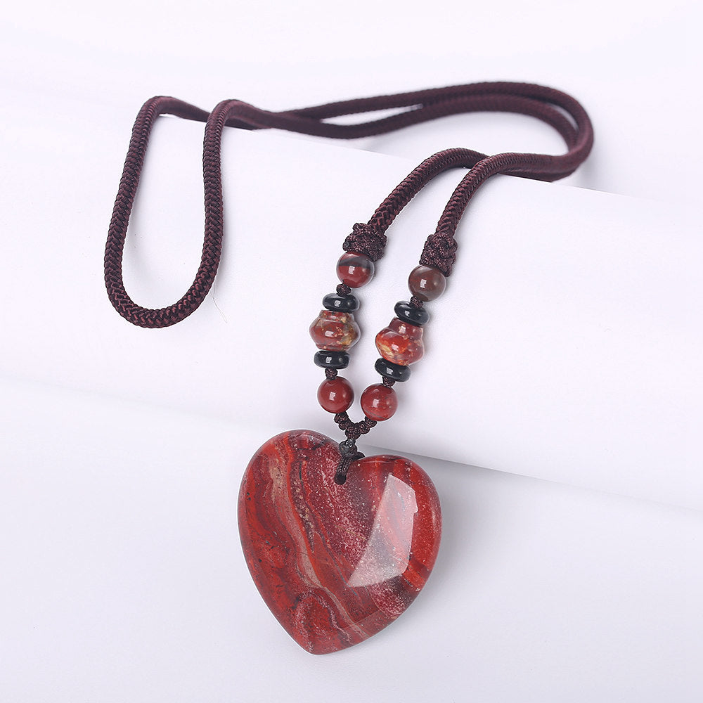 3A Natural Agate Necklace Different Mixed Color Amber opal Healing Crystal Tiger Eye Charms Pendant Heart Good Quality Necklace
