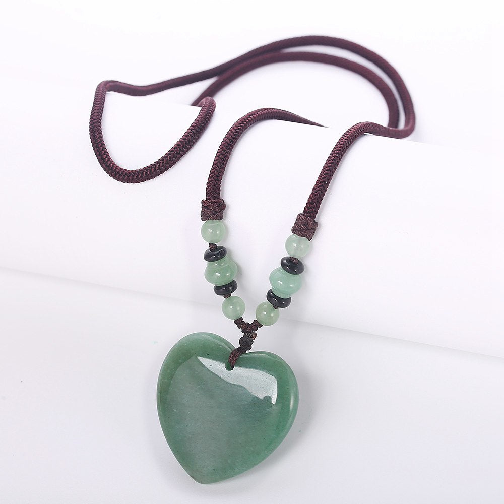 3A Natural Agate Necklace Different Mixed Color Amber opal Healing Crystal Tiger Eye Charms Pendant Heart Good Quality Necklace
