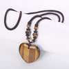 3A Natural Agate Necklace Different Mixed Color Amber opal Healing Crystal Tiger Eye Charms Pendant Heart Good Quality Necklace