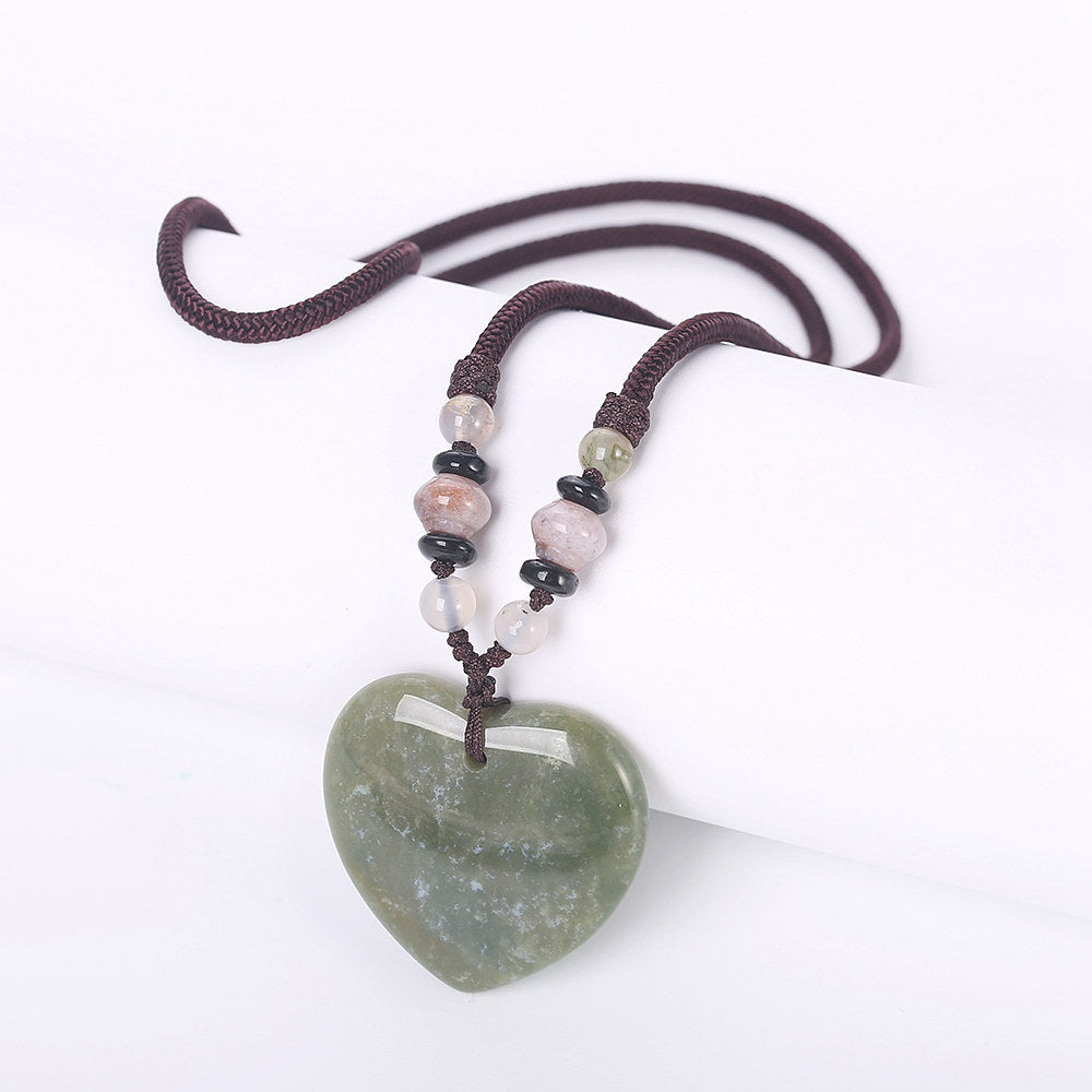 3A Natural Agate Necklace Different Mixed Color Amber opal Healing Crystal Tiger Eye Charms Pendant Heart Good Quality Necklace