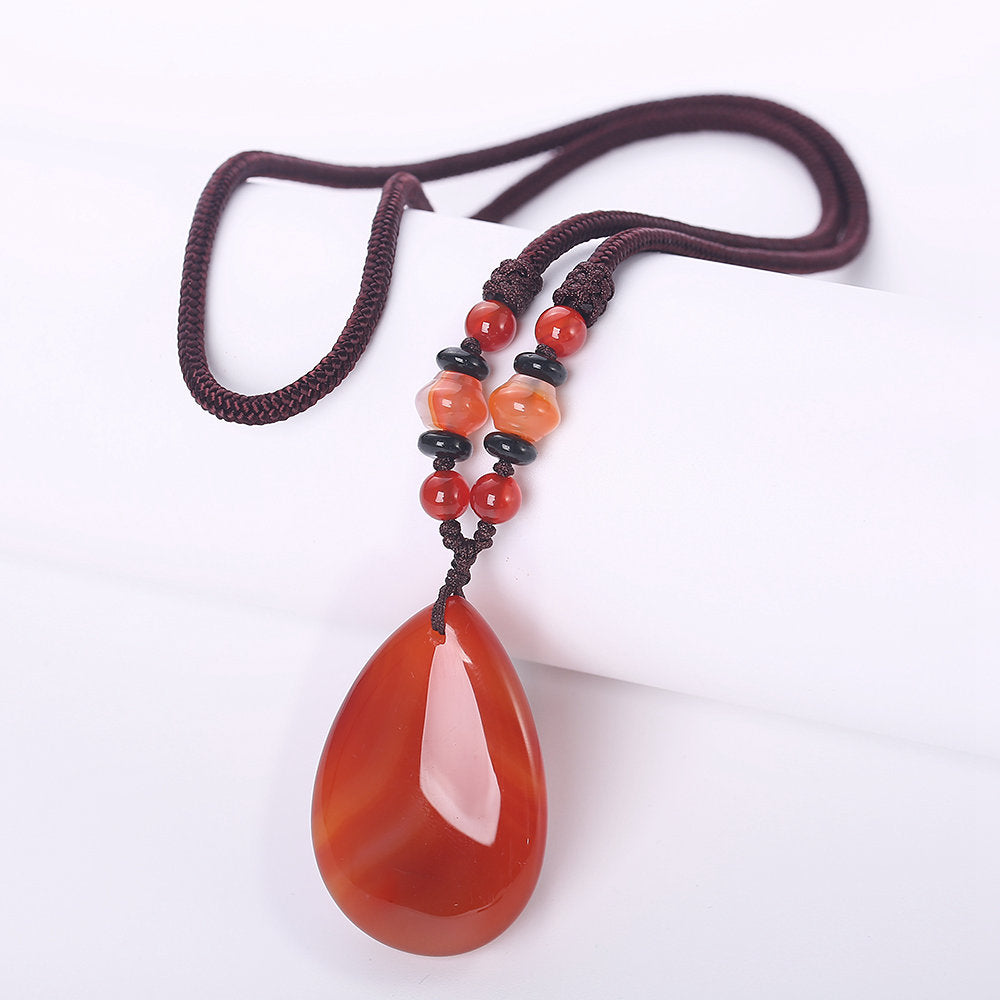 3A Natural Agate Necklace Different Mixed Color Amber opal Healing Crystal Tiger Eye Charms Pendant Heart Good Quality Necklace
