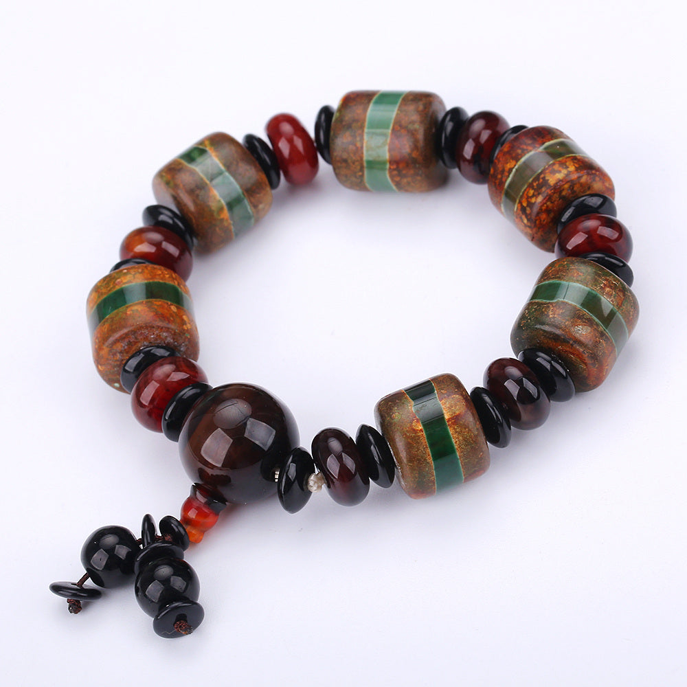 3A Original Tibet Dzi Agate Chinese Style Bracelet Men Chalcedony Black Agate Jewelry Couple Gift Charms Balance Healing Crystal