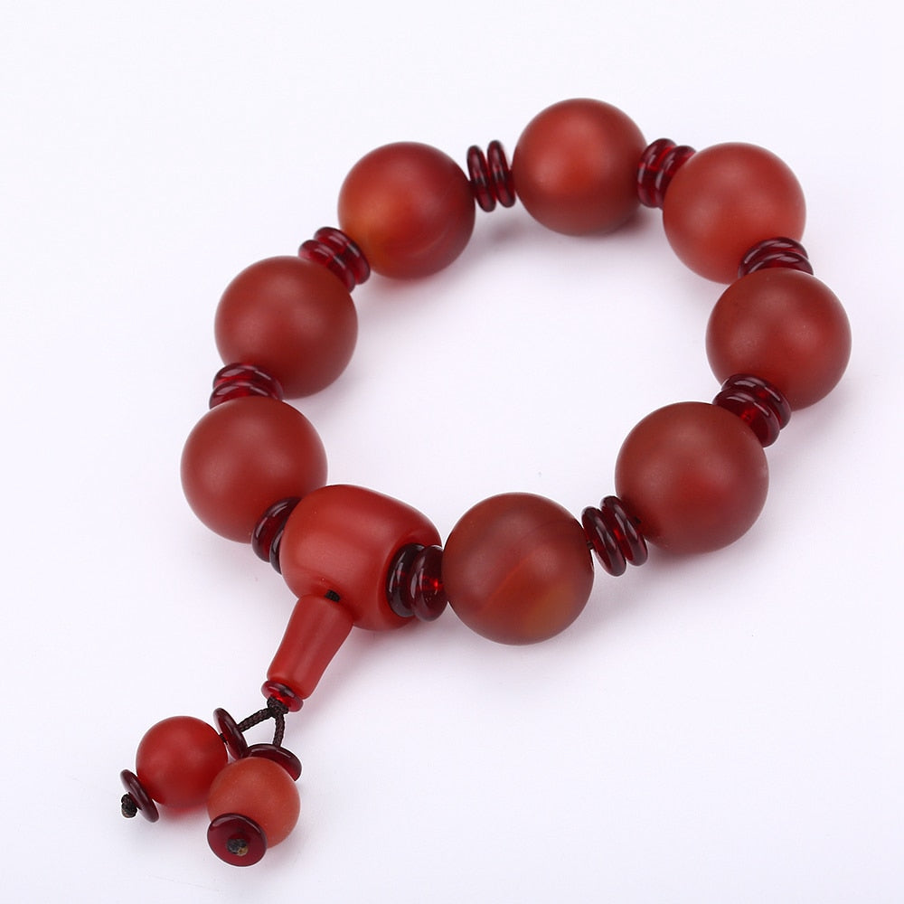 3A Red Agate Beads Men Bracelet Fine Natural Stone Garnet Jewelry Power Chakra Healing Handmade Dragon Yoga Prayer Balance Gift