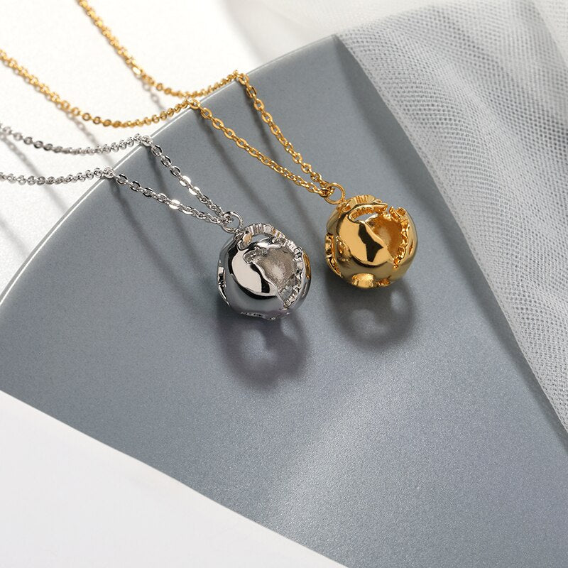 3D Earth Necklace For Women Men Stainless Steel World Planet Pendnets Necklaces Gold  Color Jewelry Journey Map Choker BFF
