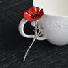 3D Vintage Red Poppy Flower Squid Brooch Pin Collar Corsage Gold Silver Black Pins Shirt Badge Vintage Jewelry Gift for Women
