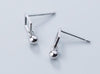 3MM SMALL 1PAIR Authentic Real 100% 925 Sterling Silver fine Jewelry Geometric Open rhombus &bead dangle Earrings GTLE2355