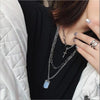 3PCS Multilayer Silver Color Metal Chain Cross Necklace Couple Hip Hop Punk Geometric Pendant Necklaces for Women Men
