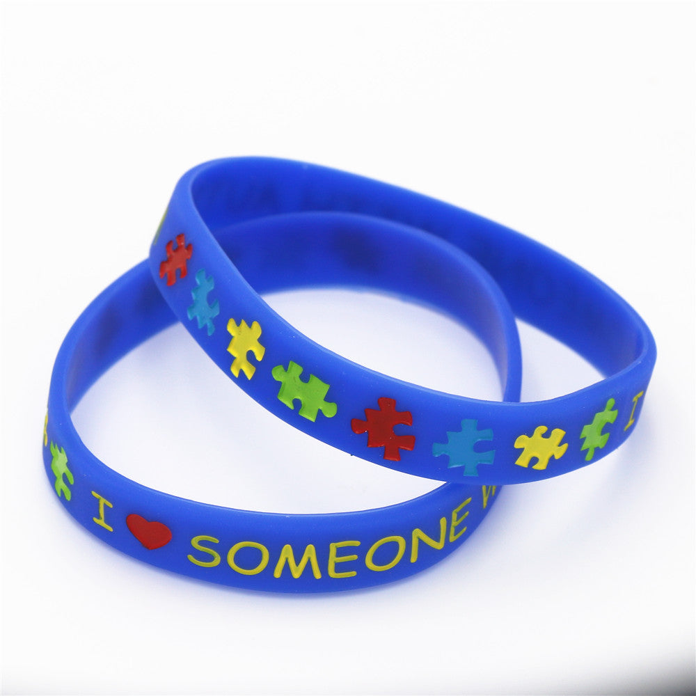 3PCS/lot I Love Someone with Autism Silicone Wristband Medical Alert Jewelry Puzzle Silicone Bracelets&Bangles Adults Gift SH147
