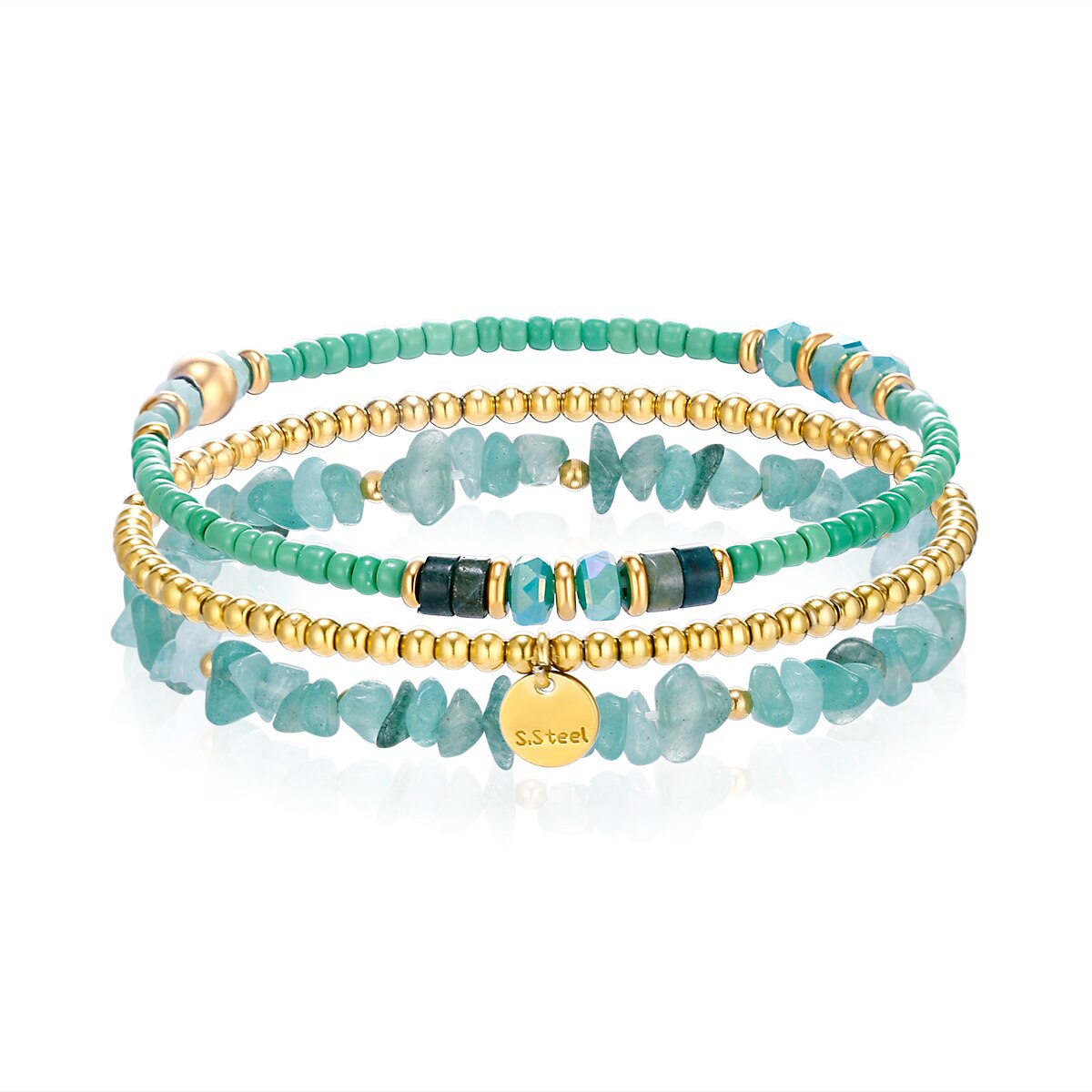 3PS Natural Gem Stone Beads Bracelet Irregular Crystal Stretch Chip beads Nuggets Bracelets Bangles Quartz Wristband For Women