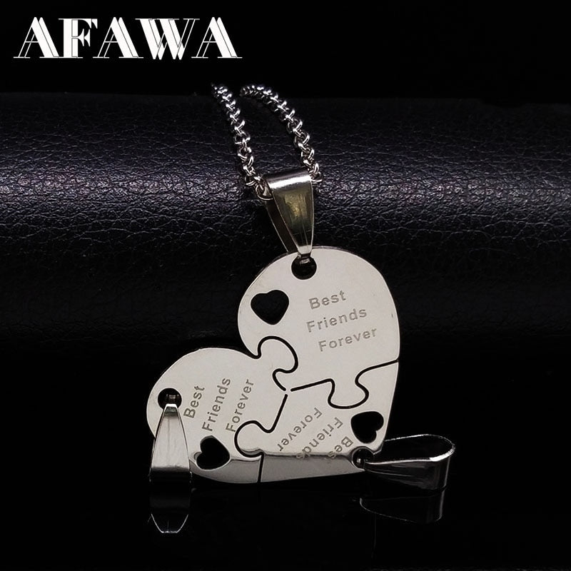 3Pcs Friends Pendant Necklaces Silver Color Choker Neckless Stainless Steel Friendship Necklace Women Girls Jewelry N413S01