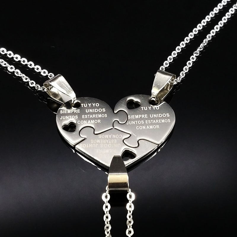3Pcs Friends Pendant Necklaces Silver Color Choker Neckless Stainless Steel Friendship Necklace Women Girls Jewelry N413S01