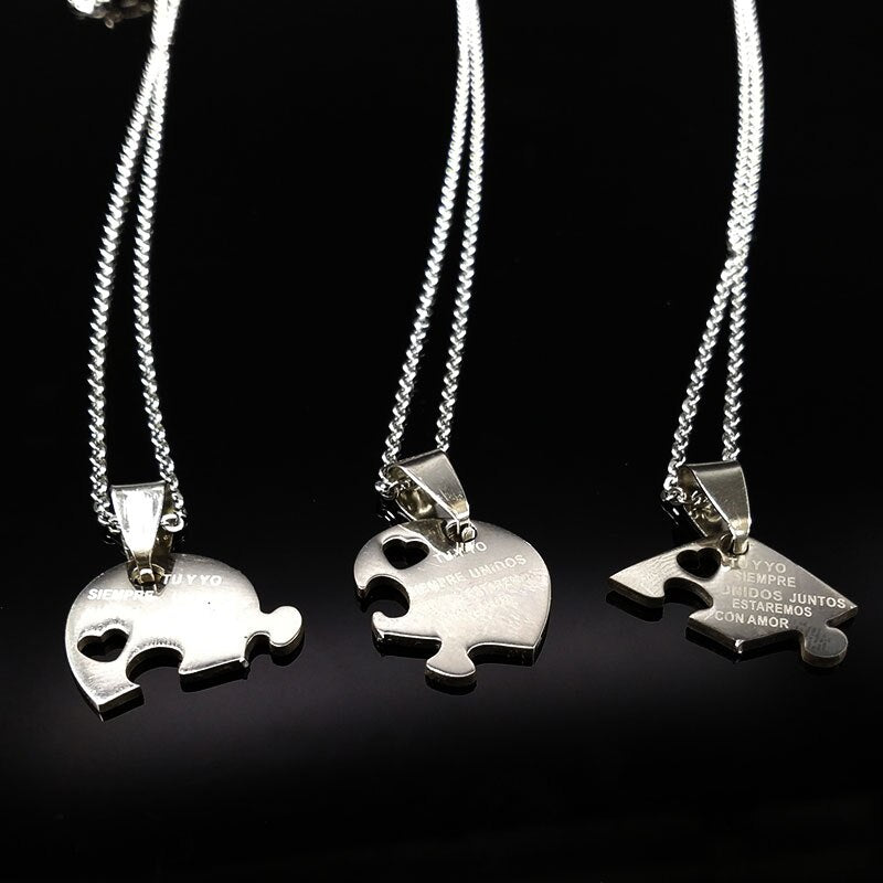 3Pcs Friends Pendant Necklaces Silver Color Choker Neckless Stainless Steel Friendship Necklace Women Girls Jewelry N413S01