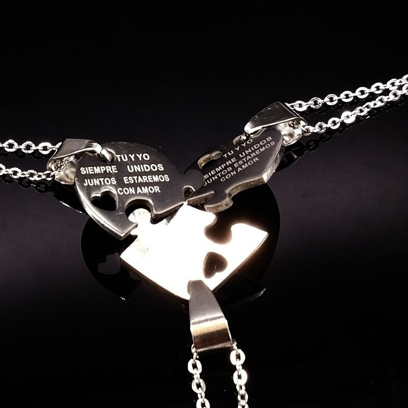 3Pcs Friends Pendant Necklaces Silver Color Choker Neckless Stainless Steel Friendship Necklace Women Girls Jewelry N413S01