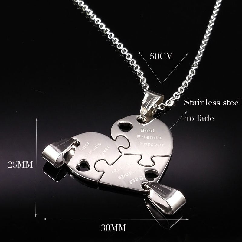 3Pcs Friends Pendant Necklaces Silver Color Choker Neckless Stainless Steel Friendship Necklace Women Girls Jewelry N413S01