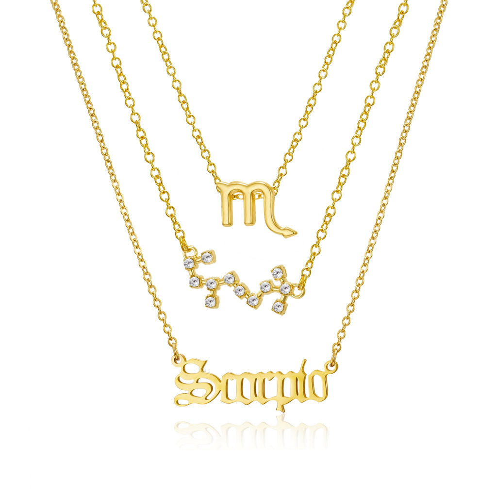 3Pcs/Set Friends Necklaces Cardboard Star Zodiac Sign Pendant 12 Constellation Charm Scorpio Necklace Jewelry Gifts