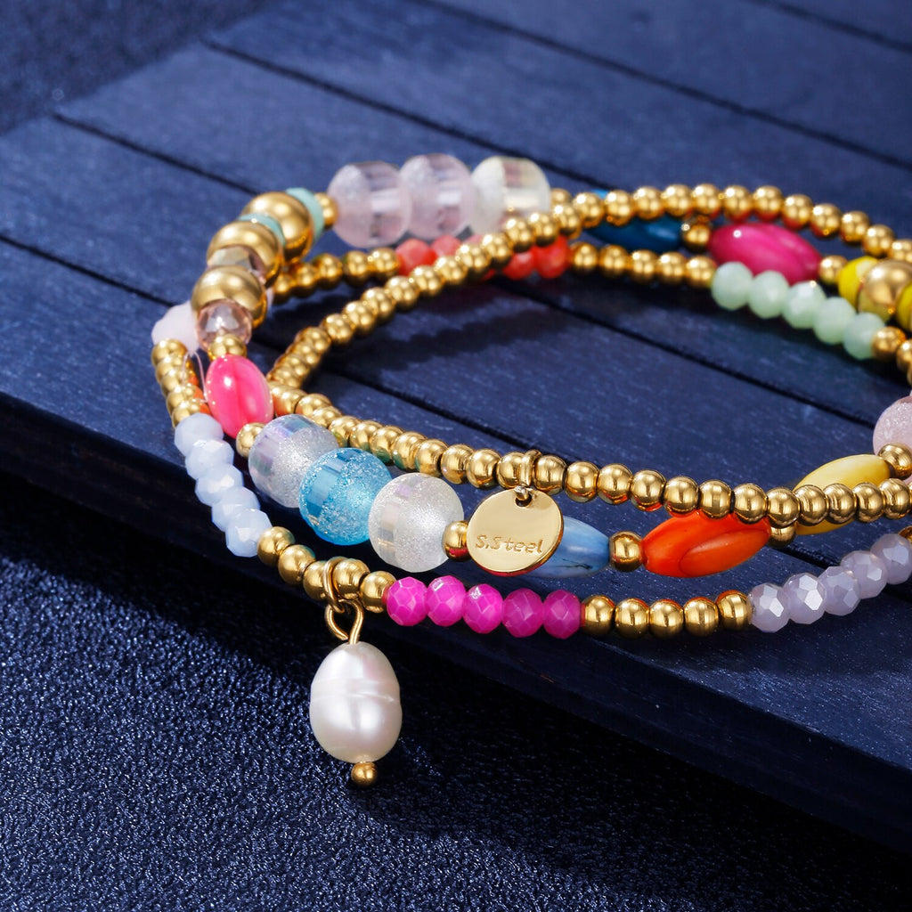 3Pcs/Set Bohemian Beaded Multi-layer Bracelet For Women Vintage Gold Coin Pendant Tassel Bracelet Vacation Jewelry Gift