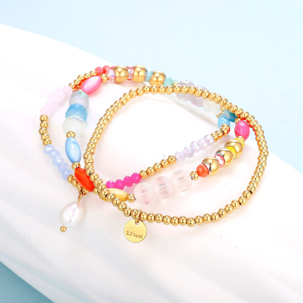 3Pcs/Set Bohemian Beaded Multi-layer Bracelet For Women Vintage Gold Coin Pendant Tassel Bracelet Vacation Jewelry Gift