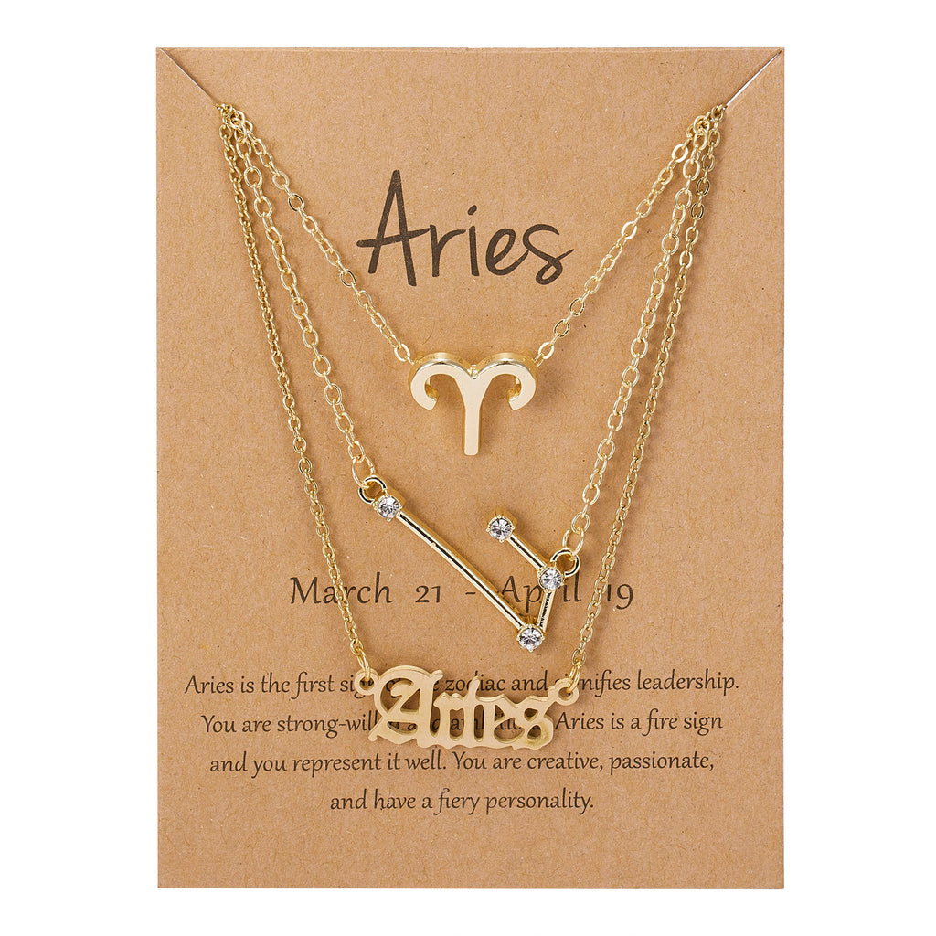 3Pcs/Set Cardboard Star Zodiac Sign Pendant 12 Constellation Charm Gold Necklace Aries Cancer Leo Scorpio Necklace Jewelry Gifts