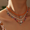 3Pcs/Set Outer Banks Colorful Beads Pendant Necklaces For Women Vintage Flower Star Necklace Boho Chain Choker Jewelry