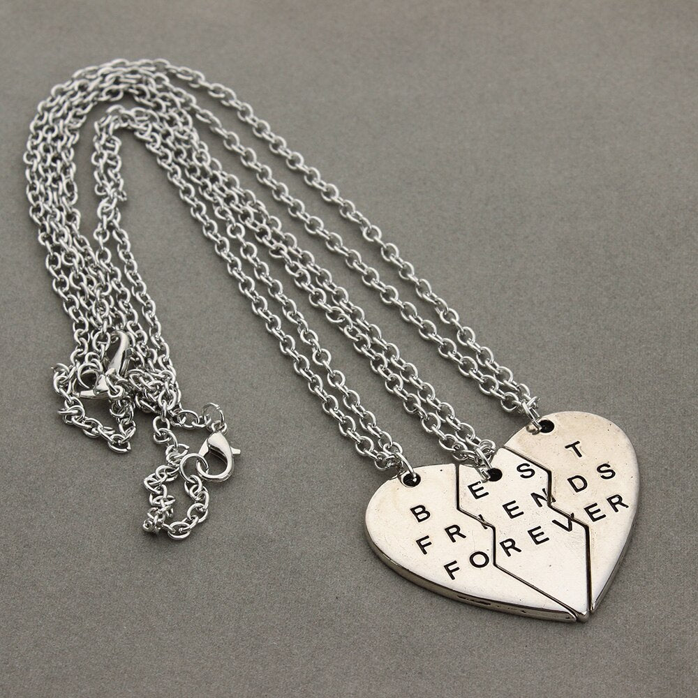 3Set/Lot Collier Choker Necklace Heart Pendant Broken  Friend Forever Link Chain Torque Women Jewelry Collares Mujer