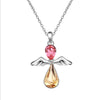 3color Fine Jewelry 925 Sterling Silver Guardian Angel Guardian Crystal from Swarovski For Woman Name Necklace Charm