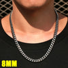 3mm 6mm Wide Stainless Steel Chain Cuban Link Chains Chokers Necklace For Mens Jewelry Silver Plated Solid Metal  Jewelry