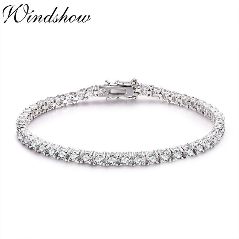 3mm 925 Sterling Silver Cluster Round AAA CZ Zironia Tennis Bracelets Pulseras Pulseira Bracelete Women Jewelry Girl Friend Gift