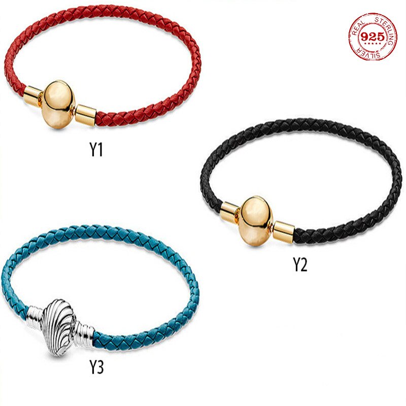 3mm Charm Shell bracelet Couples Charms Original Leather Bracelet Jewelry Women's  Gift