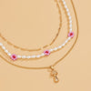 3pce/set Gold Mushroom Pendant Necklace For Women Pearl Flower Beaded Necklace 2022 Chain Trend Jewelry Gift Gargantilla Mujer