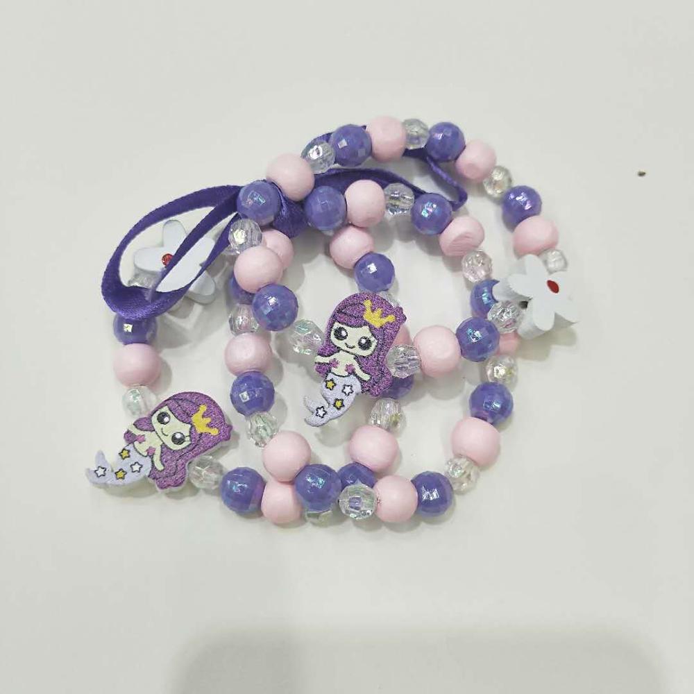 3pcs Cute Colorful Animal Flower Cartoon Wooden Beads Bracelet Children Toy Jewelry Girl Boy Gifts