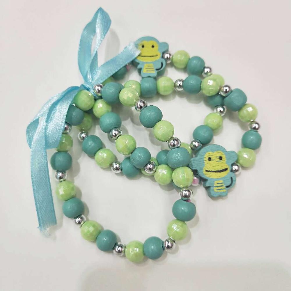 3pcs Cute Colorful Animal Flower Cartoon Wooden Beads Bracelet Children Toy Jewelry Girl Boy Gifts