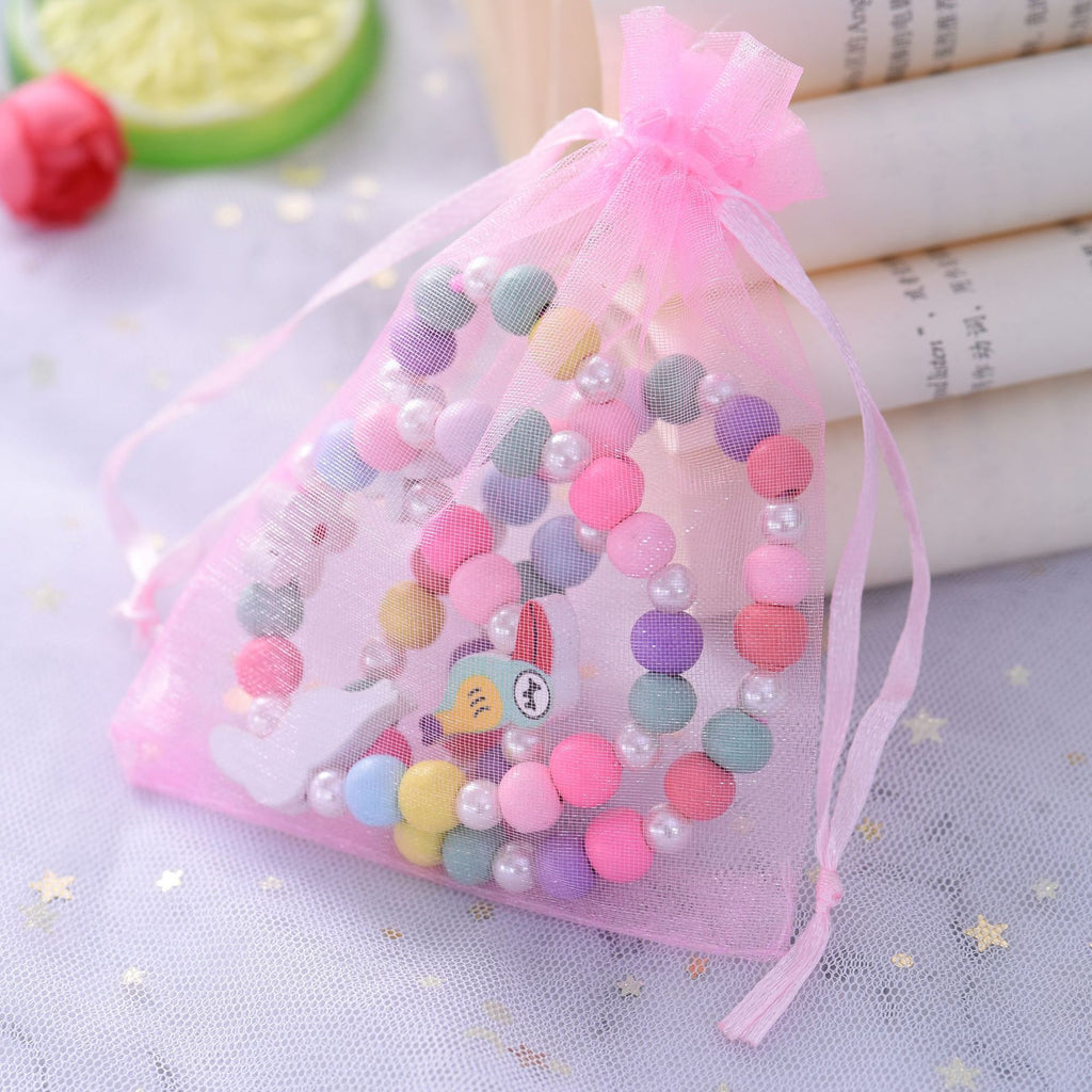 3pcs Cute Colorful Animal Flower Cartoon Wooden Beads Bracelet Children Toy Jewelry Girl Boy Gifts