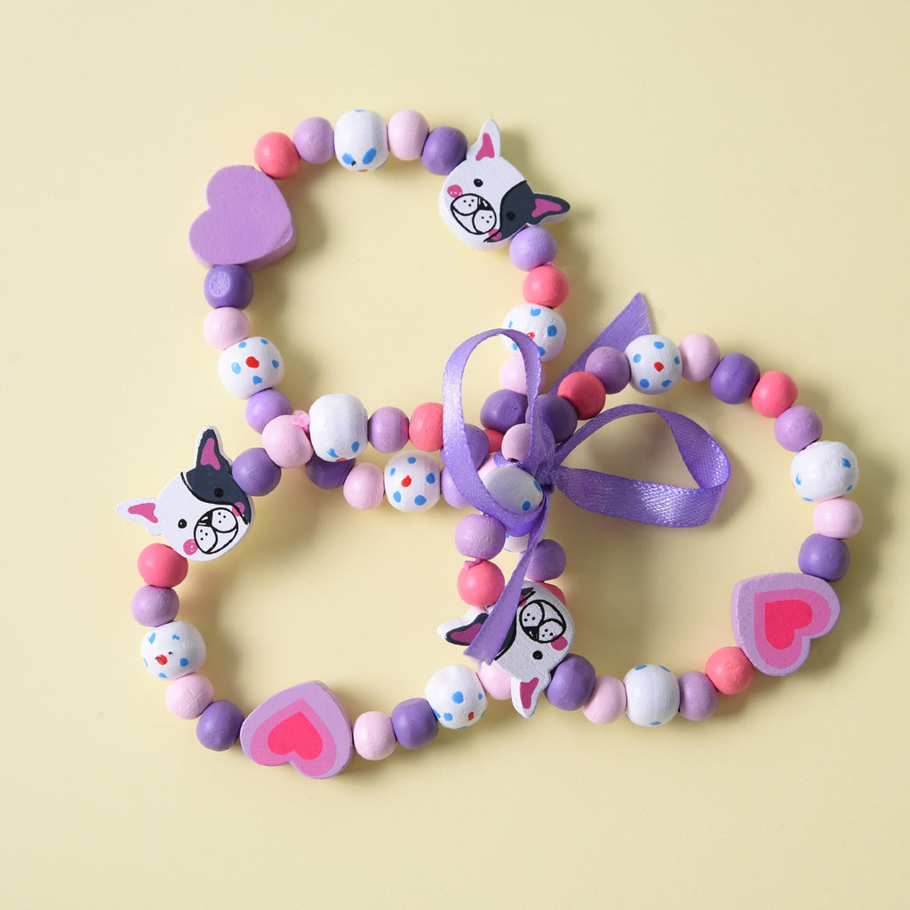 3pcs Cute Colorful Animal Flower Cartoon Wooden Beads Bracelet Children Toy Jewelry Girl Boy Gifts