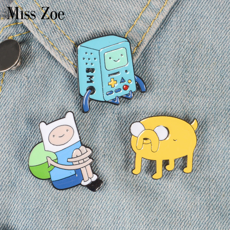 3pcs/set Adventure Time Enamel pin Finn and Jake brooches Bag Clothes Lapel Pin Button Badge Cartoon Jewelry Gift for friend kid