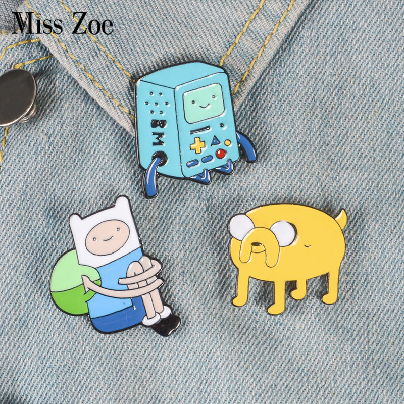 3pcs/set Adventure Time Enamel pin Finn and Jake brooches Bag Clothes Lapel Pin Button Badge Cartoon Jewelry Gift for friend kid