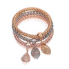3pcs/set Bracelets For Women Gold Silvery 3D Leaves Charms Bracelet Elastic Popcorn Chain 2022 Jewelry Party Gifts