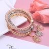 3pcs/set Bracelets For Women Gold Silvery 3D Leaves Charms Bracelet Elastic Popcorn Chain 2022 Jewelry Party Gifts